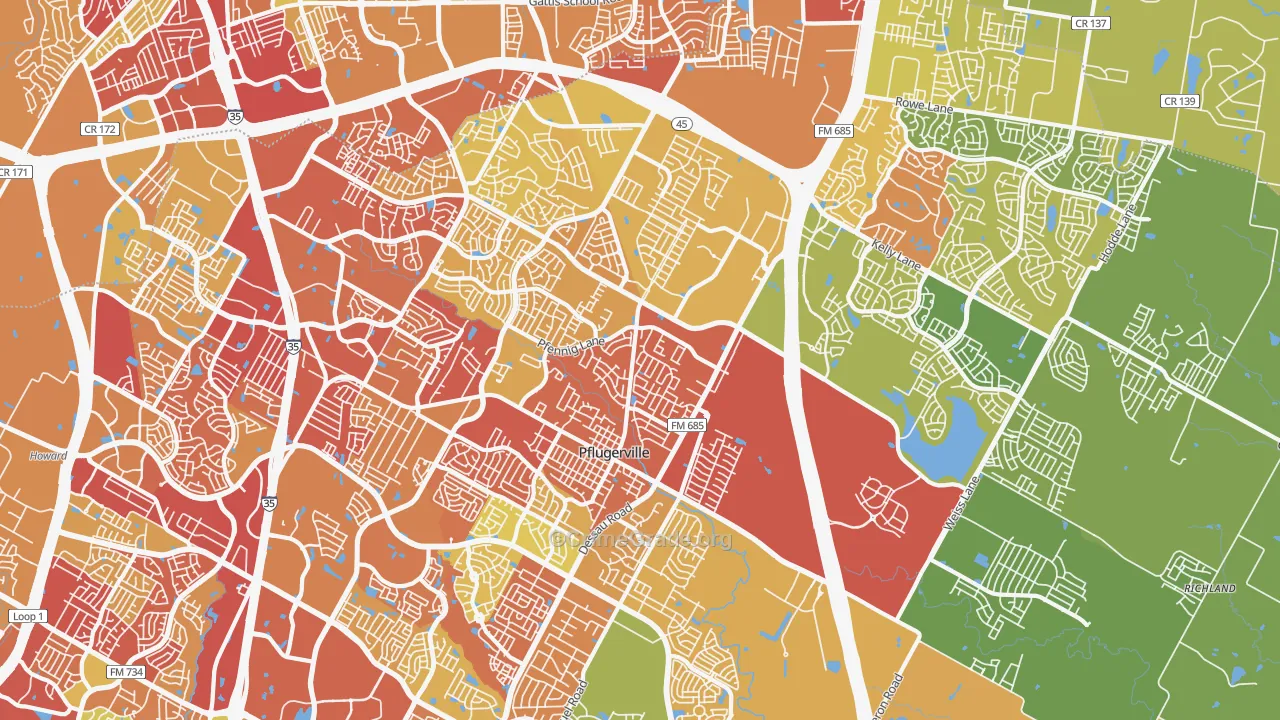 Pflugerville, TX Map of Drug-Related Crime Rates