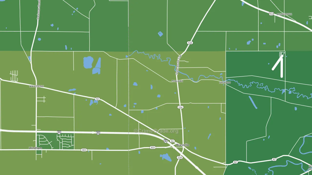 Phalanx, OH Map of Drug-Related Crime Rates