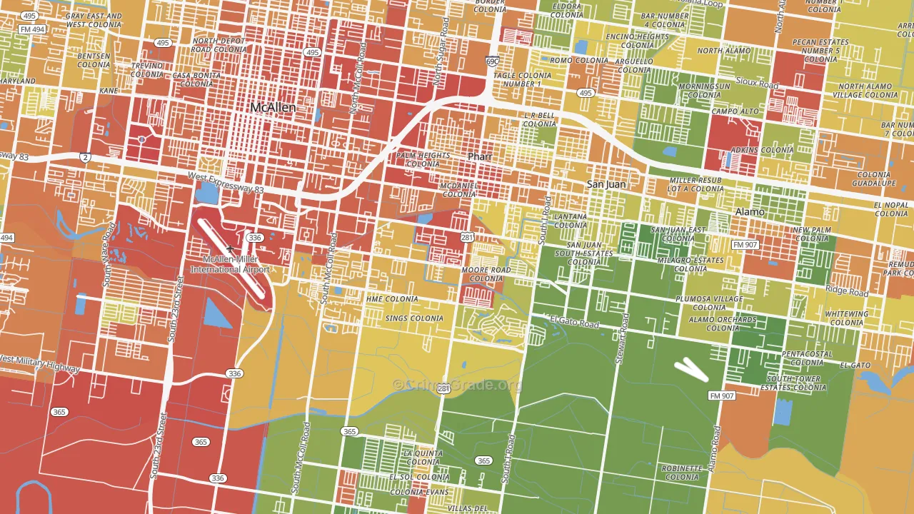 Pharr, TX Map of Drug-Related Crime Rates