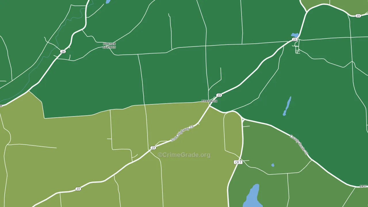 Pharsalia, NY Map of Drug-Related Crime Rates