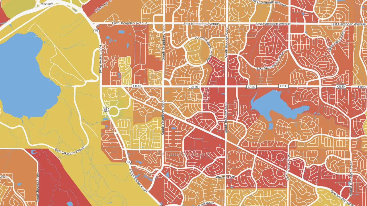 Pheasant Run, Aurora, CO Map of Drug-Related Crime Rates