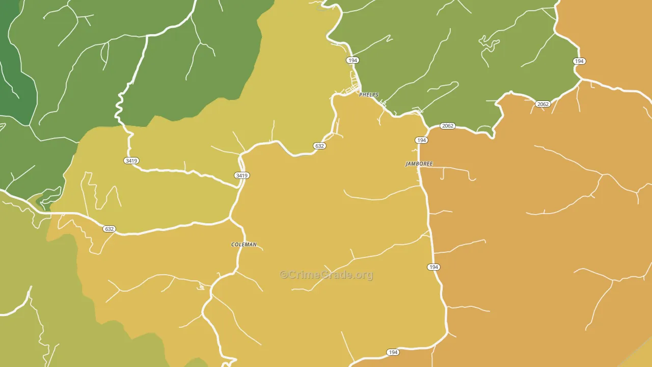 Phelps, KY Map of Drug-Related Crime Rates