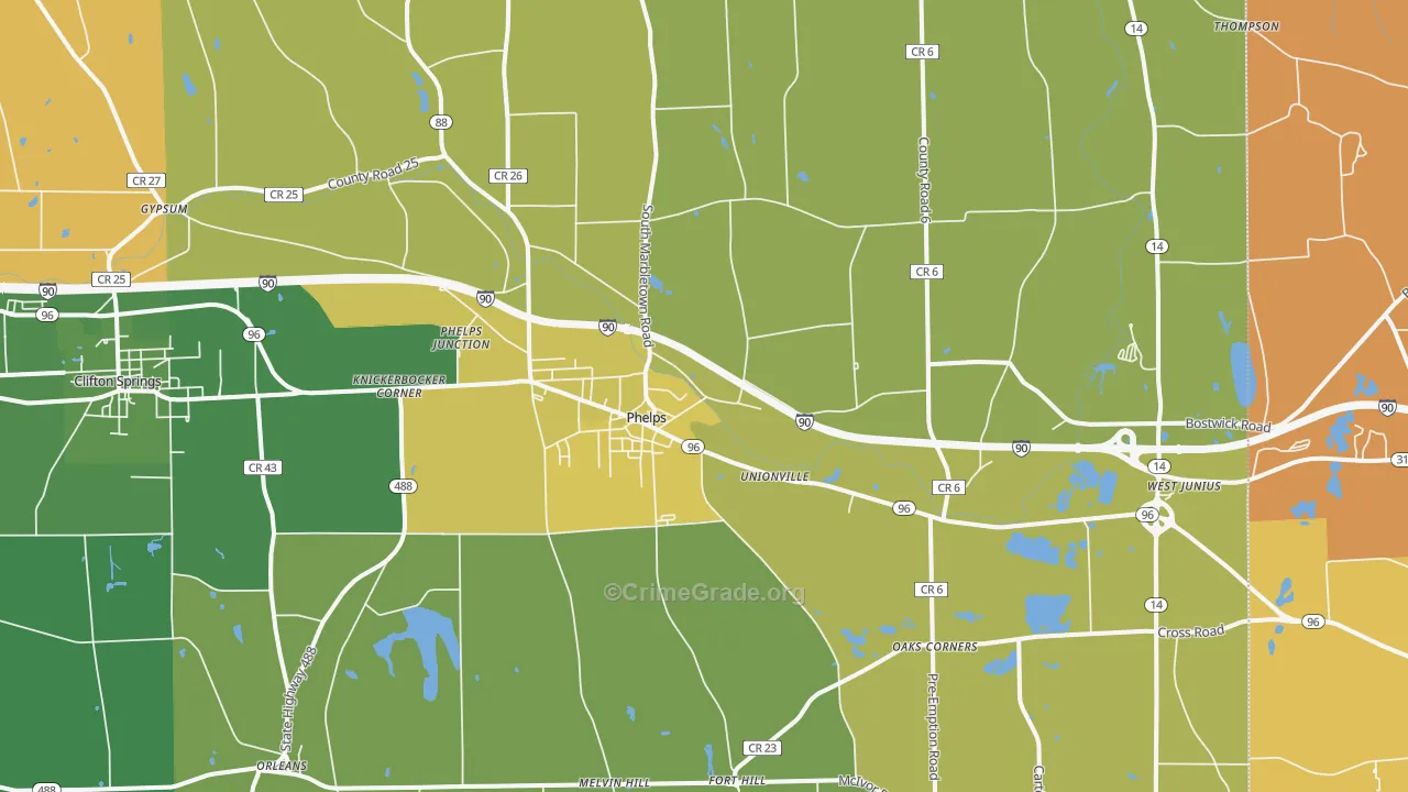 Phelps, NY Map of Drug-Related Crime Rates