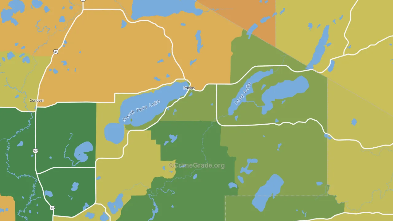 Phelps, WI Map of Drug-Related Crime Rates