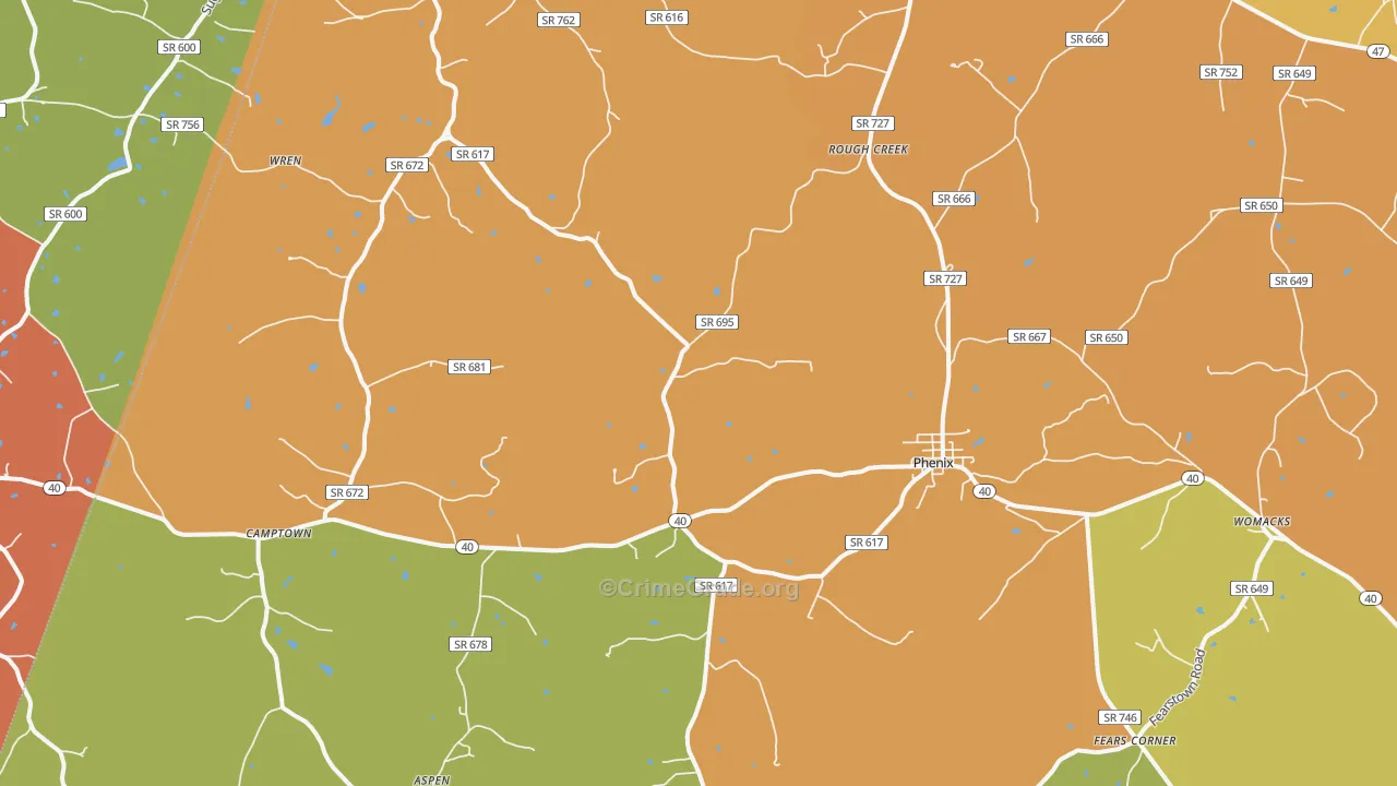 Phenix, VA Map of Drug-Related Crime Rates