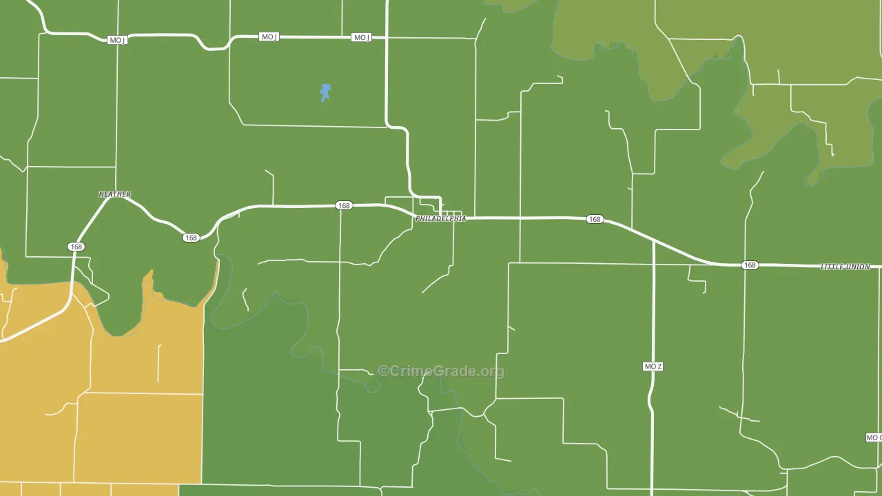 Philadelphia, MO Map of Drug-Related Crime Rates