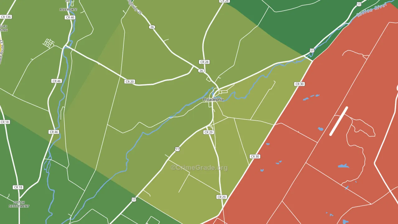 Philadelphia, NY Map of Drug-Related Crime Rates
