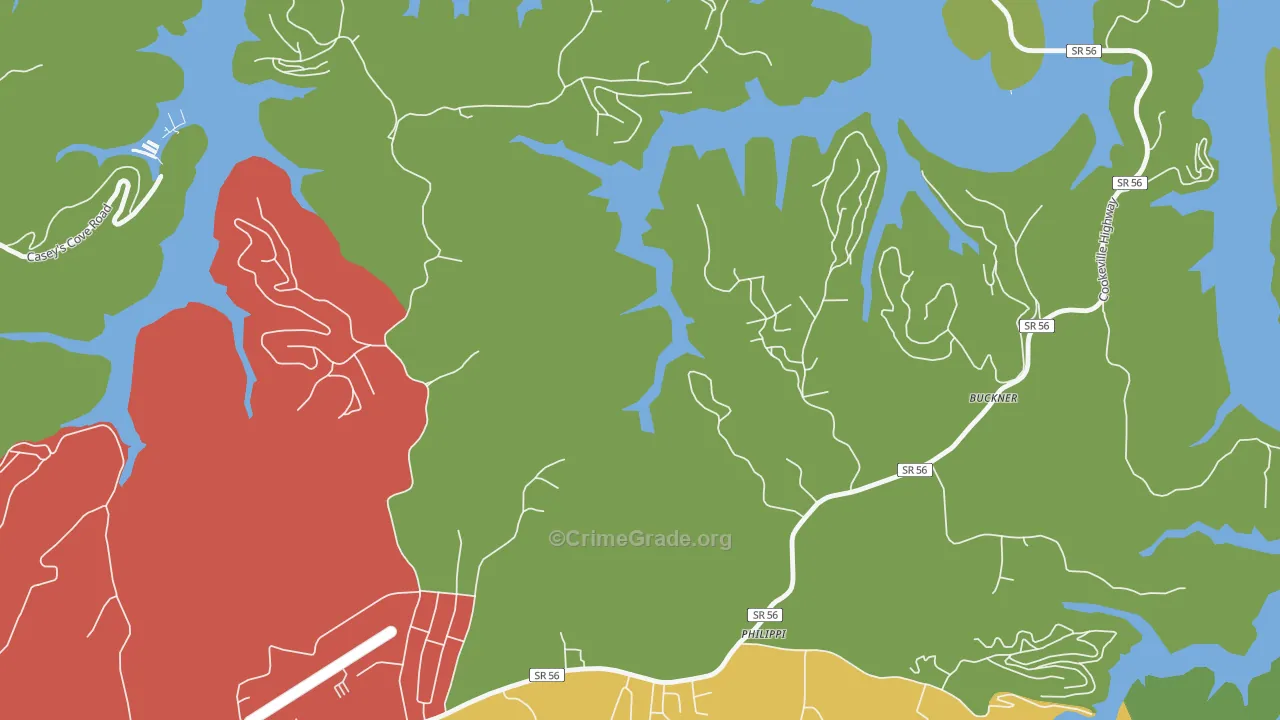 Philippi, TN Map of Drug-Related Crime Rates