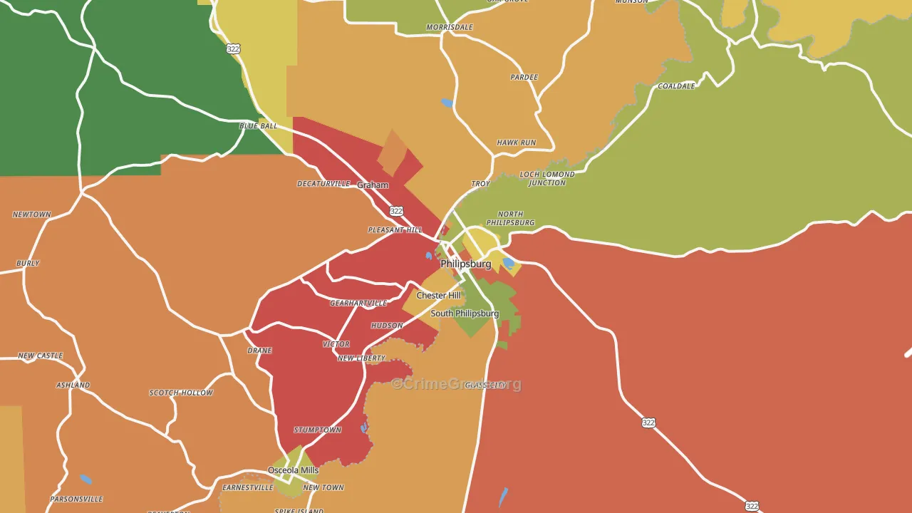 Philipsburg, PA Map of Drug-Related Crime Rates