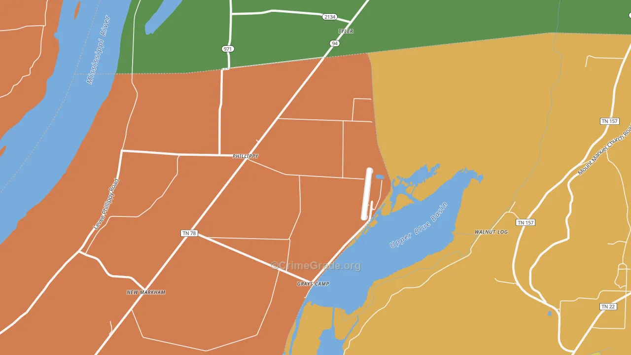 Phillippy, TN Map of Drug-Related Crime Rates
