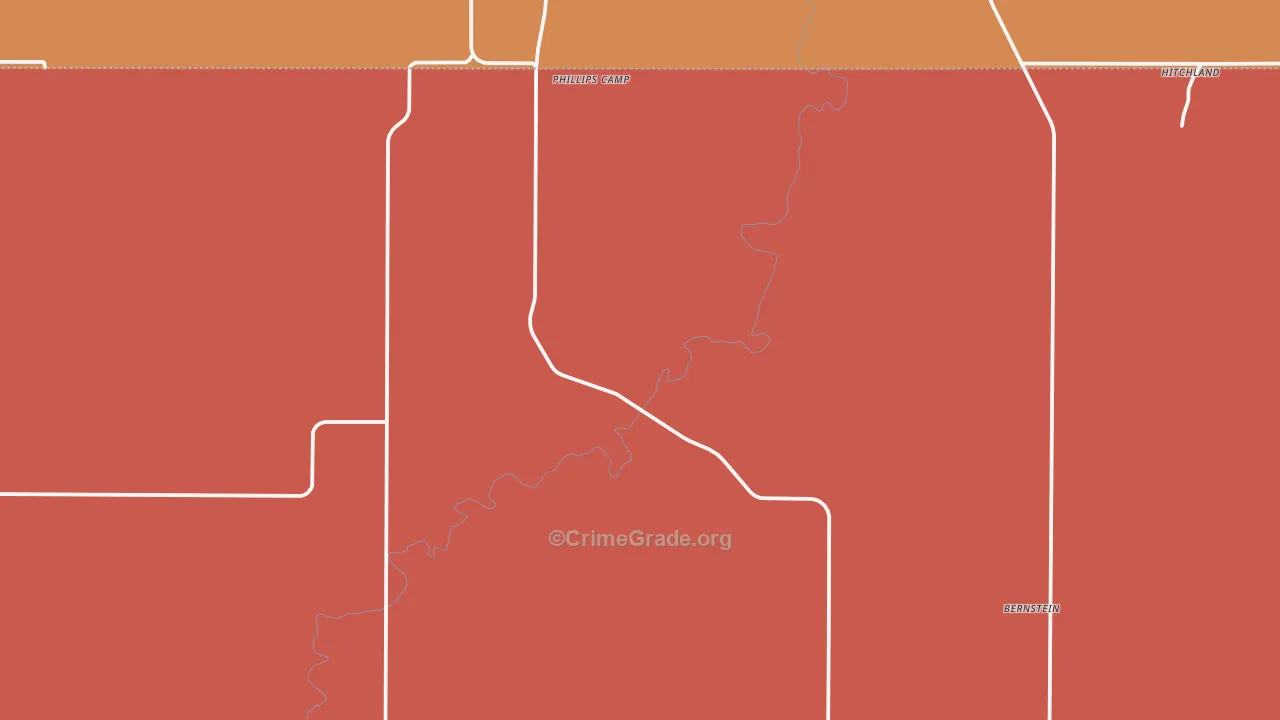 Phillips Camp, TX Map of Drug-Related Crime Rates