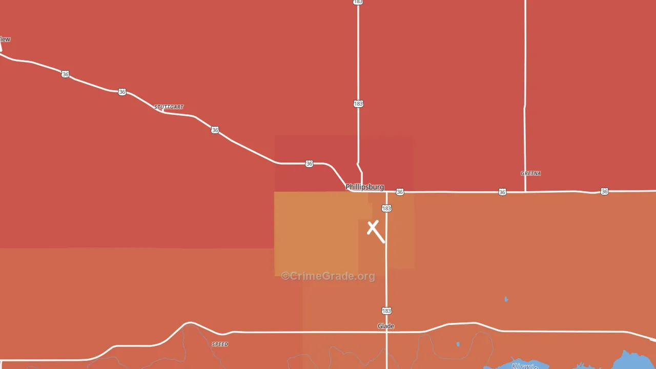 Phillips County, KS Map of Drug-Related Crime Rates