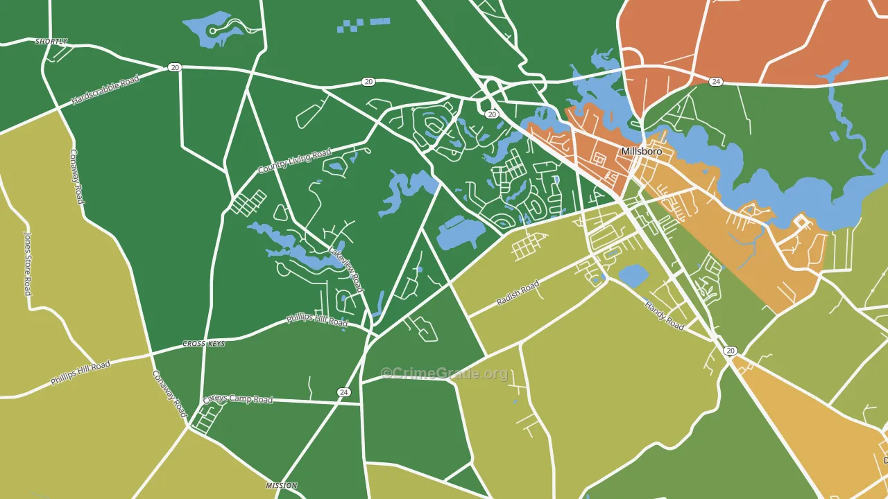 Phillips Hill, DE Map of Drug-Related Crime Rates