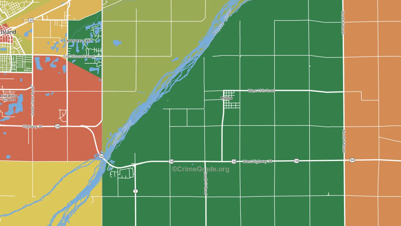 Phillips, NE Map of Drug-Related Crime Rates