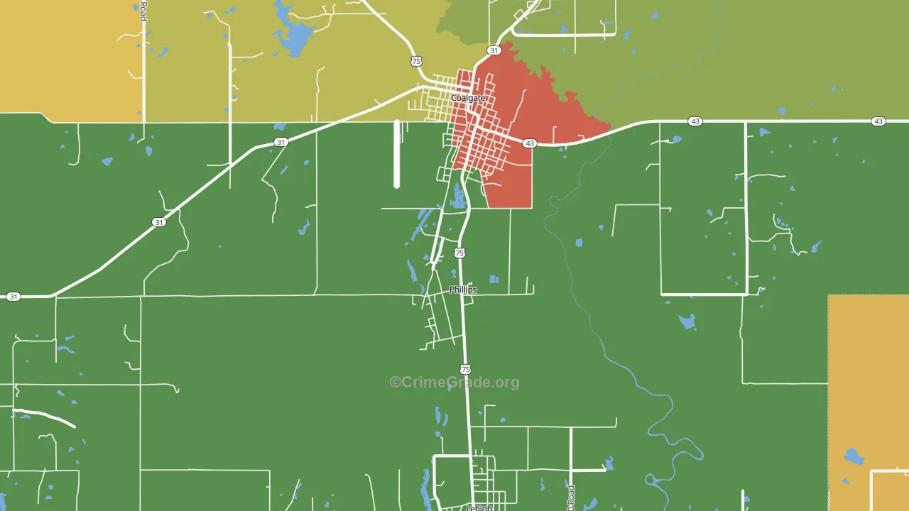 Phillips, OK Map of Drug-Related Crime Rates