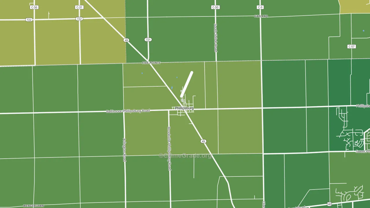 Phillipsburg, OH Map of Drug-Related Crime Rates