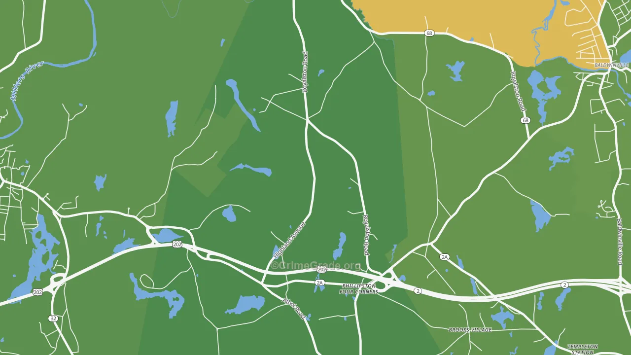 Phillipston Four Corners, MA Map of Drug-Related Crime Rates