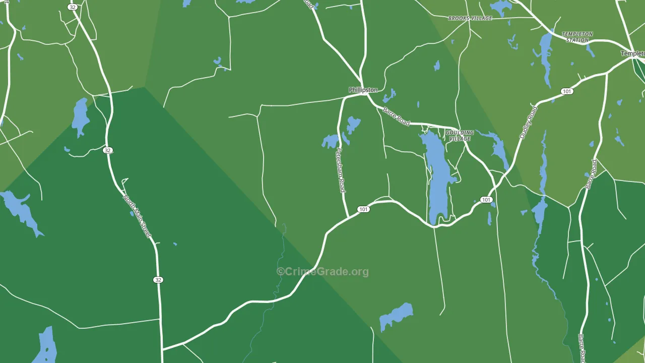 Phillipston, MA Map of Drug-Related Crime Rates