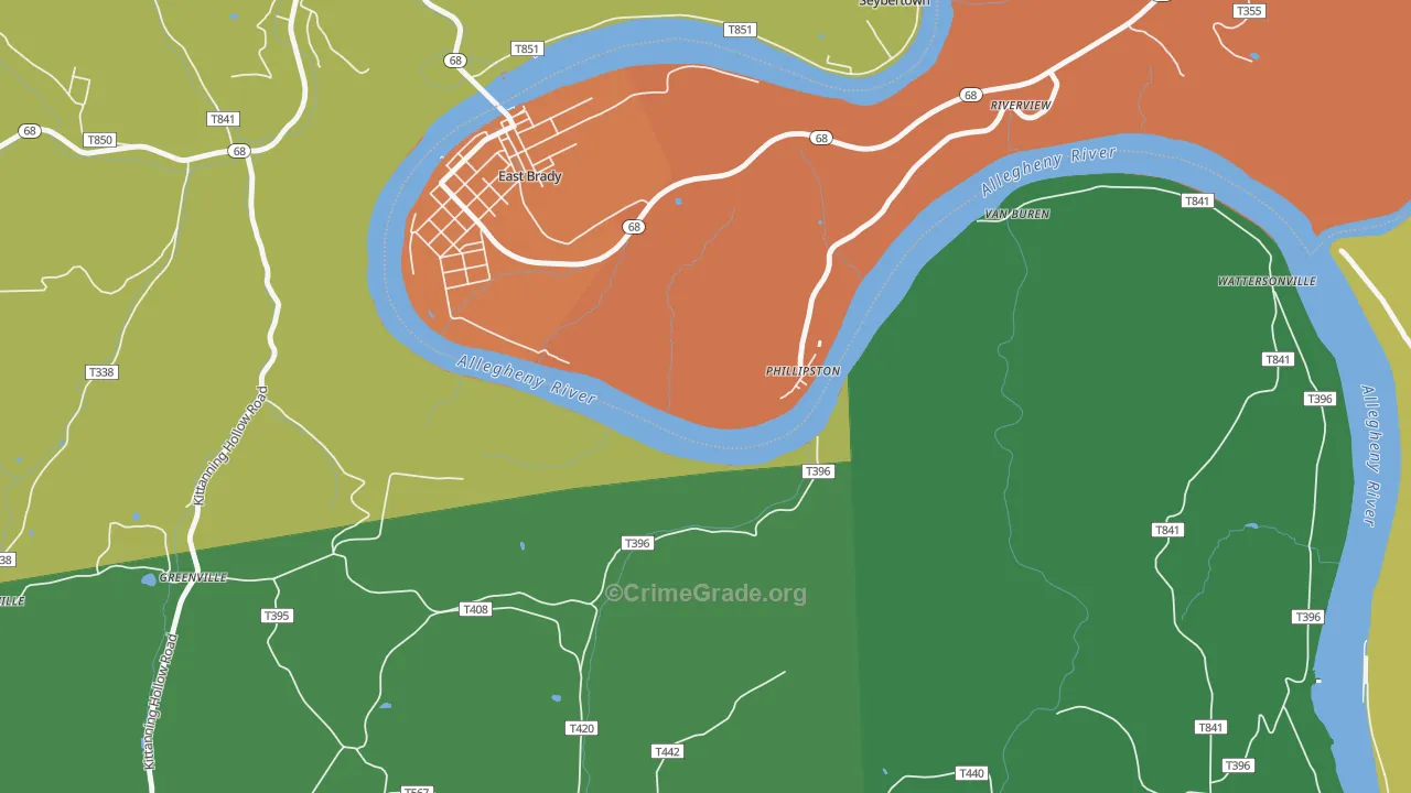 Phillipston, PA Map of Drug-Related Crime Rates