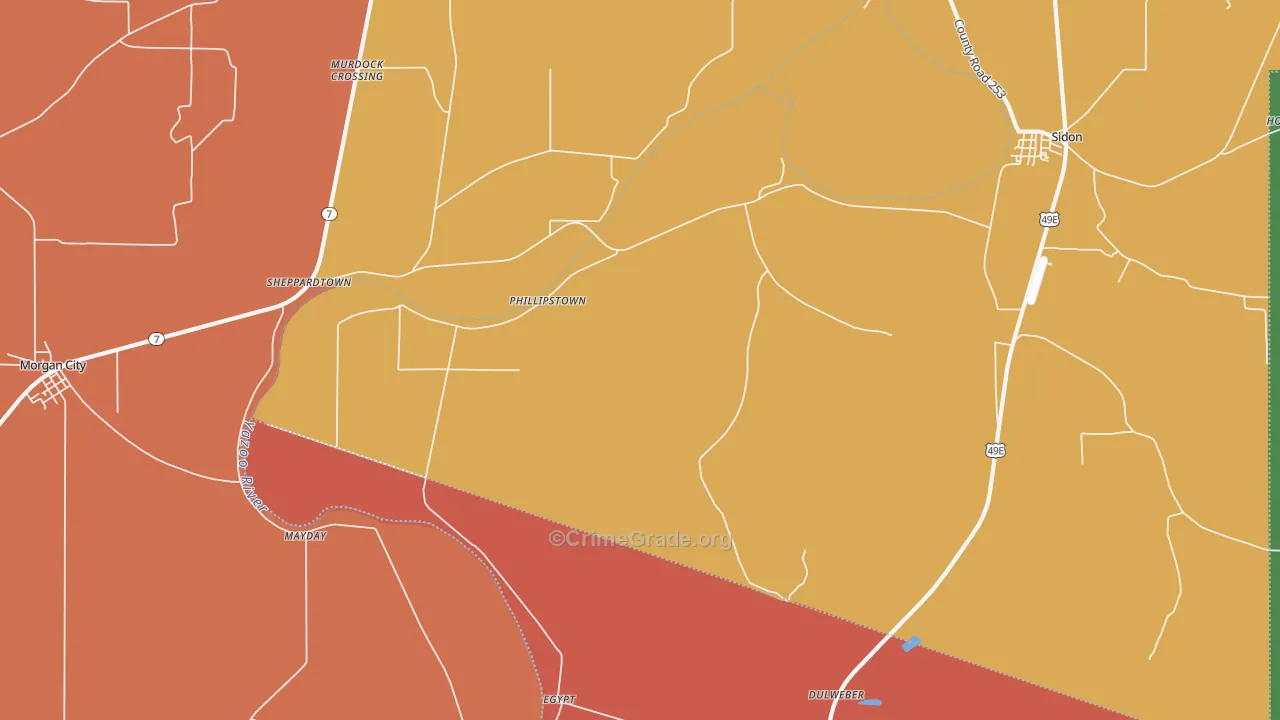 Phillipstown, MS Map of Drug-Related Crime Rates