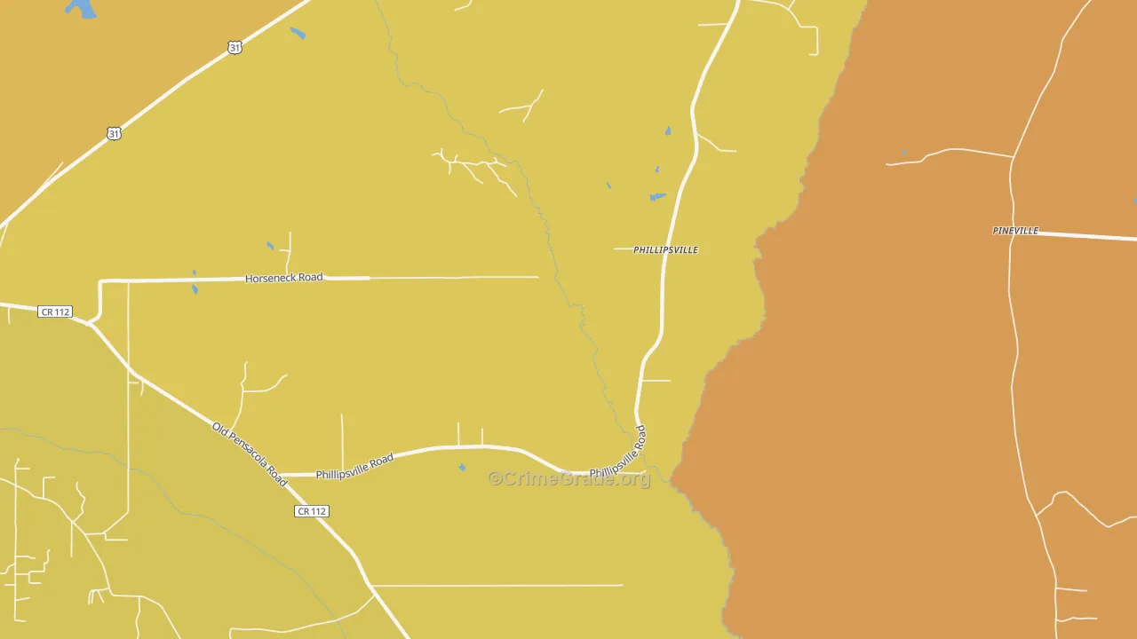 Phillipsville, AL Map of Drug-Related Crime Rates