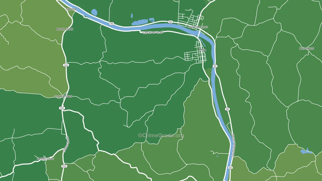 Philo, OH Map of Drug-Related Crime Rates