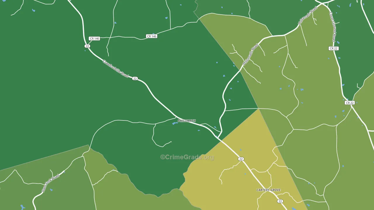 Philomath, GA Map of Drug-Related Crime Rates