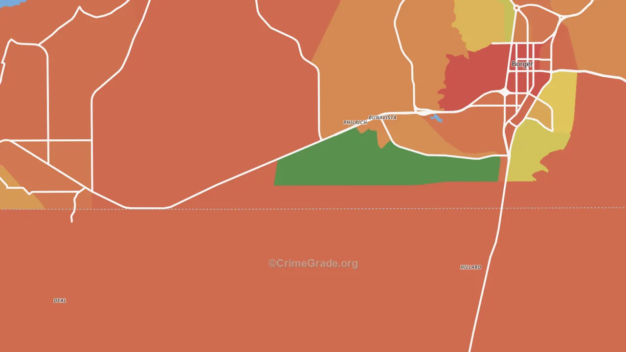 Philrich, TX Map of Drug-Related Crime Rates