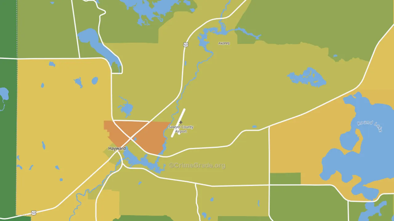 Phipps, WI Map of Drug-Related Crime Rates