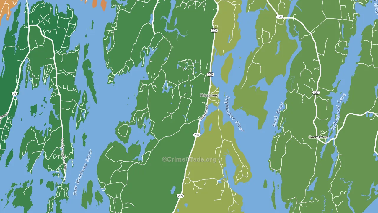 Phippsburg, ME Map of Drug-Related Crime Rates