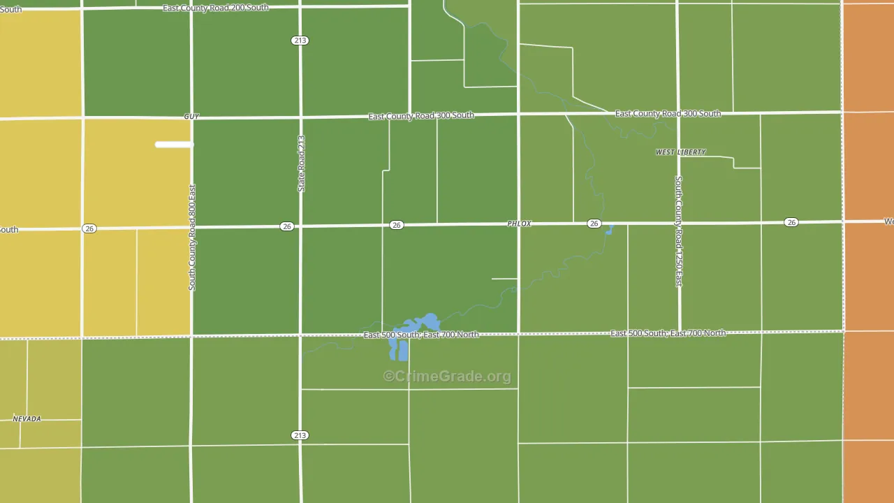 Phlox, IN Map of Drug-Related Crime Rates