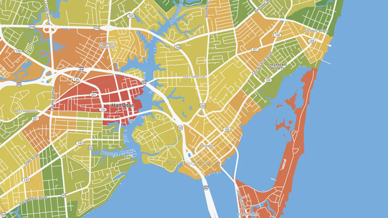 Phoebus, Hampton, VA Map of Drug-Related Crime Rates
