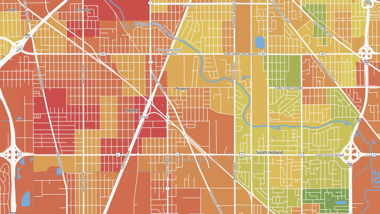Phoenix, IL Map of Drug-Related Crime Rates