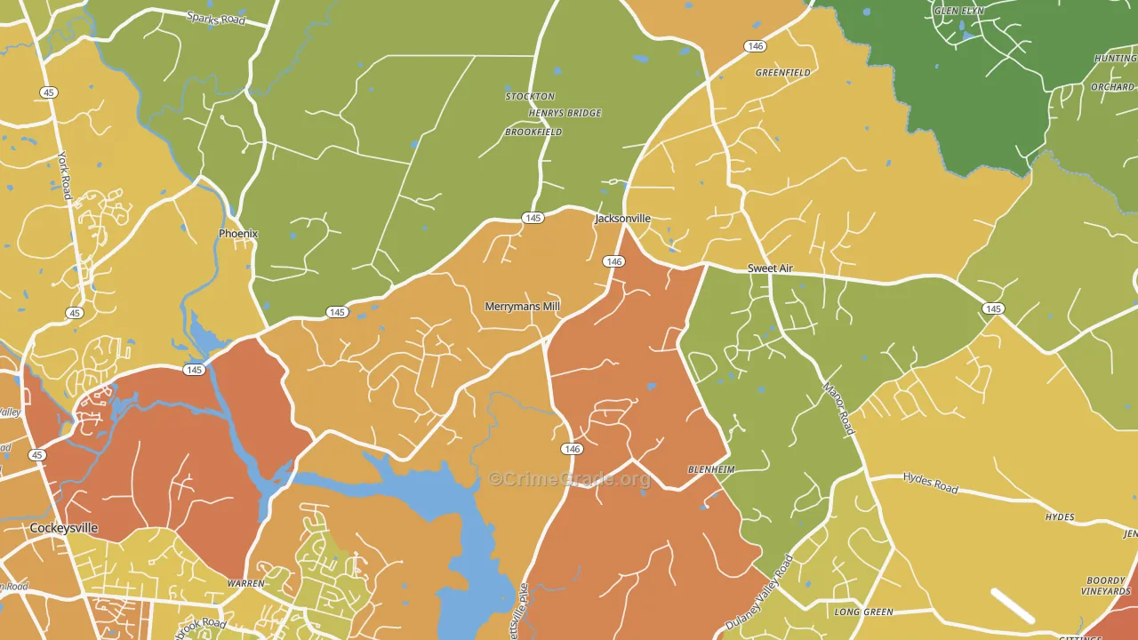 Phoenix, MD Map of Drug-Related Crime Rates