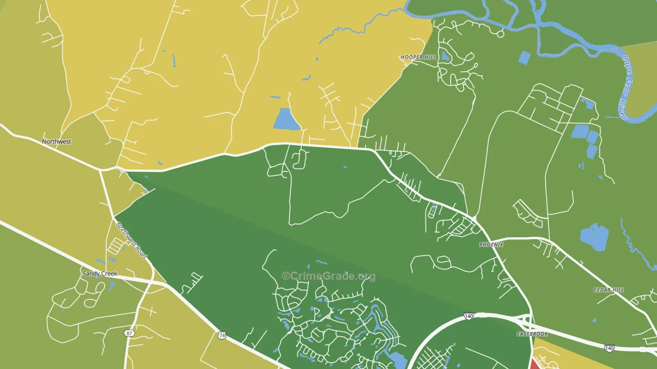 Phoenix, NC Map of Drug-Related Crime Rates