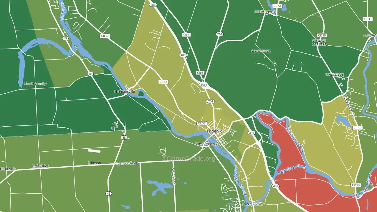 Phoenix, NY Map of Drug-Related Crime Rates