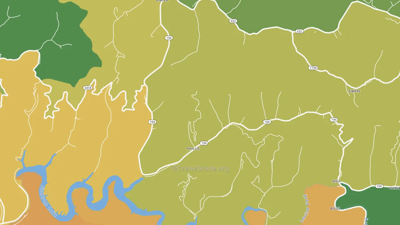 Phyllis, KY Map of Drug-Related Crime Rates
