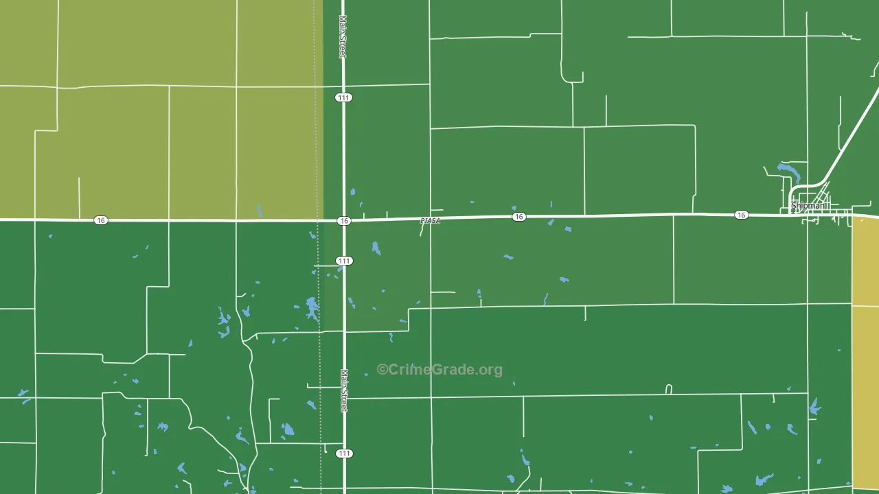 Piasa, IL Map of Drug-Related Crime Rates
