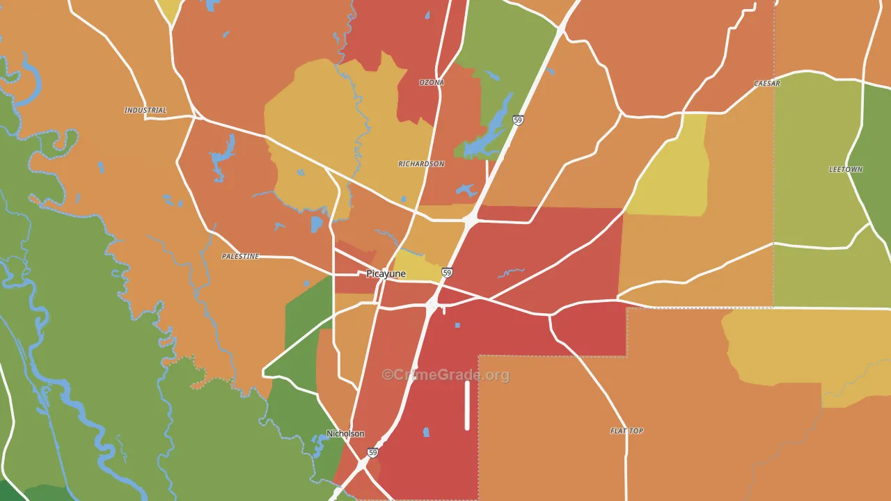Picayune, MS Map of Drug-Related Crime Rates