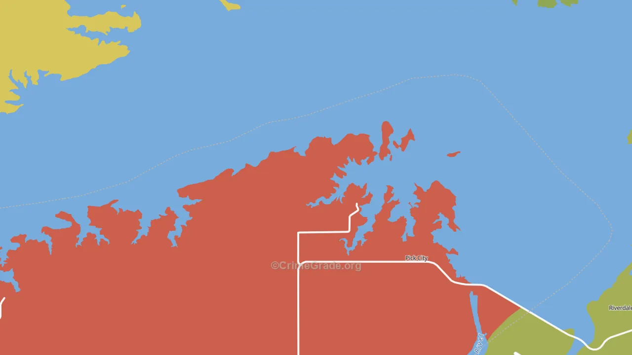 Pick City, ND Map of Drug-Related Crime Rates