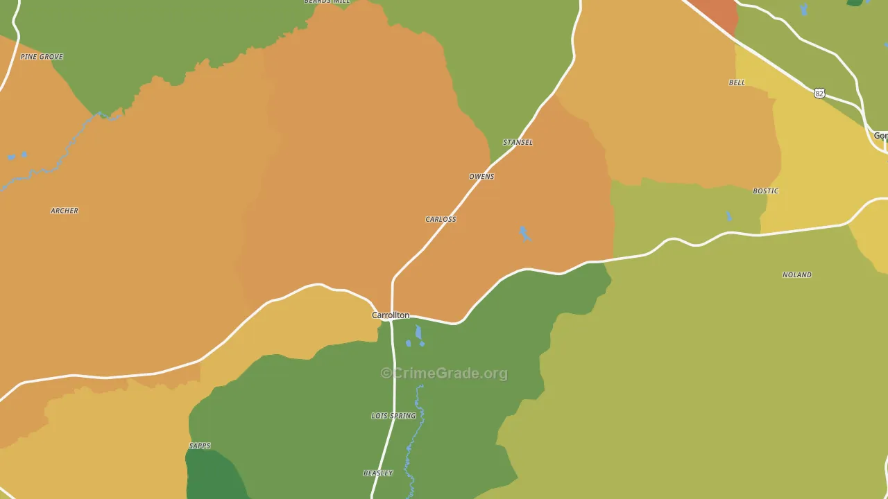 Pickens County, AL Map of Drug-Related Crime Rates
