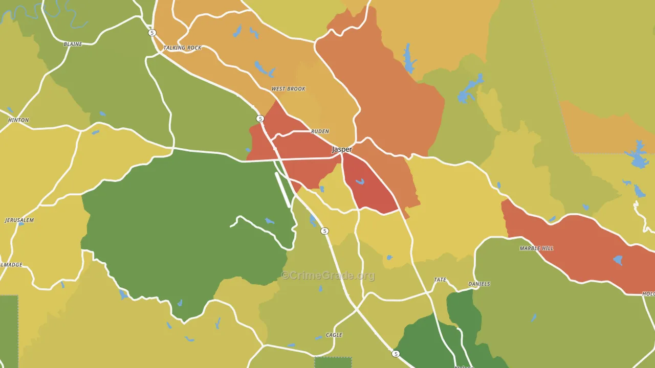 Pickens County, GA Map of Drug-Related Crime Rates