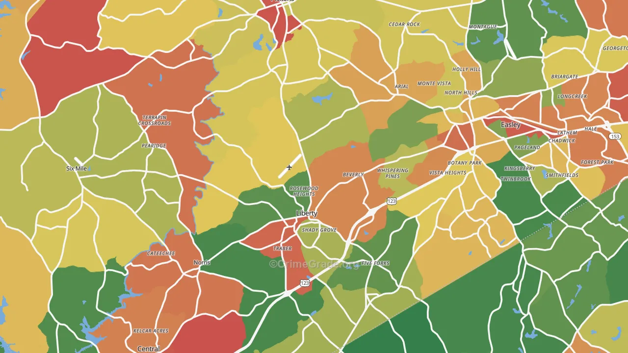 Pickens County, SC Map of Drug-Related Crime Rates