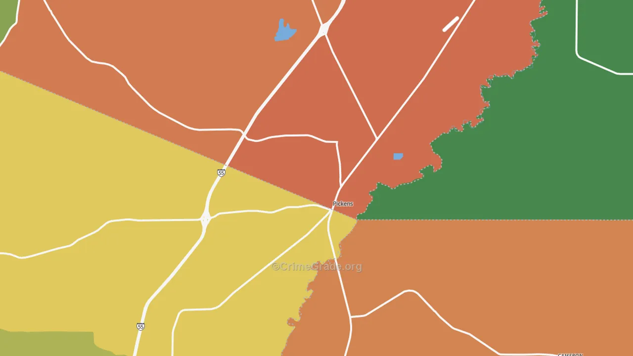 Pickens, MS Map of Drug-Related Crime Rates