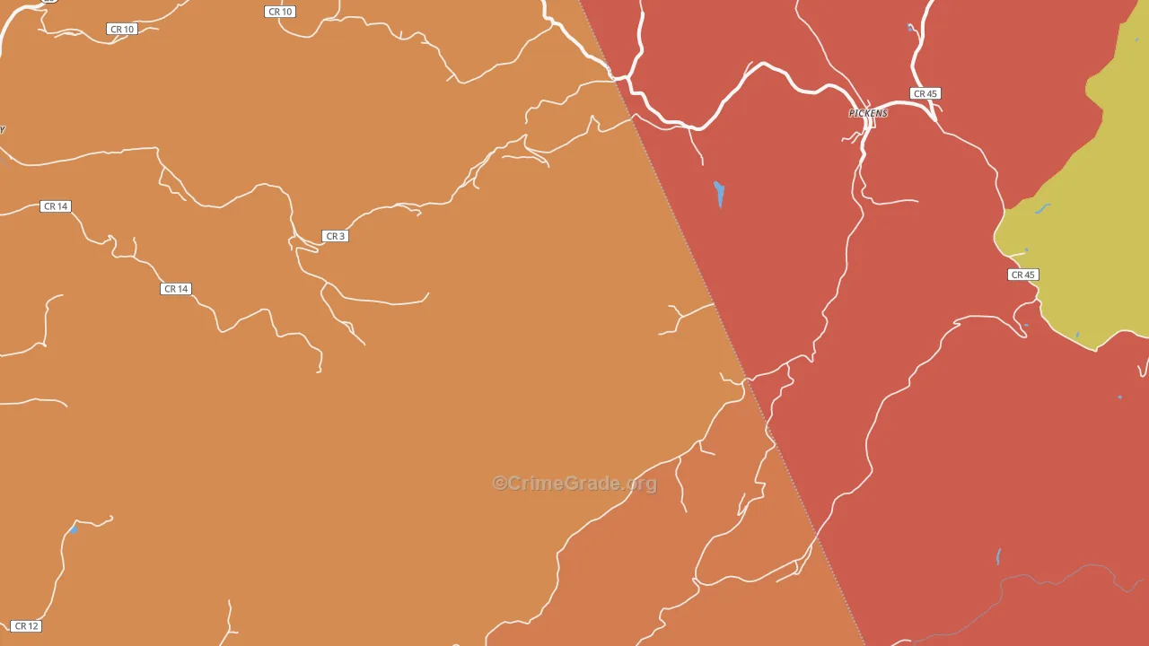 Pickens, WV Map of Drug-Related Crime Rates