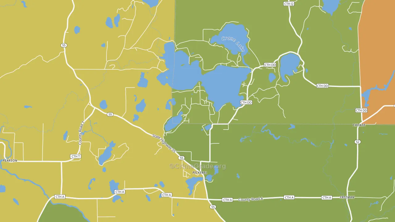 Pickerel, WI Map of Drug-Related Crime Rates