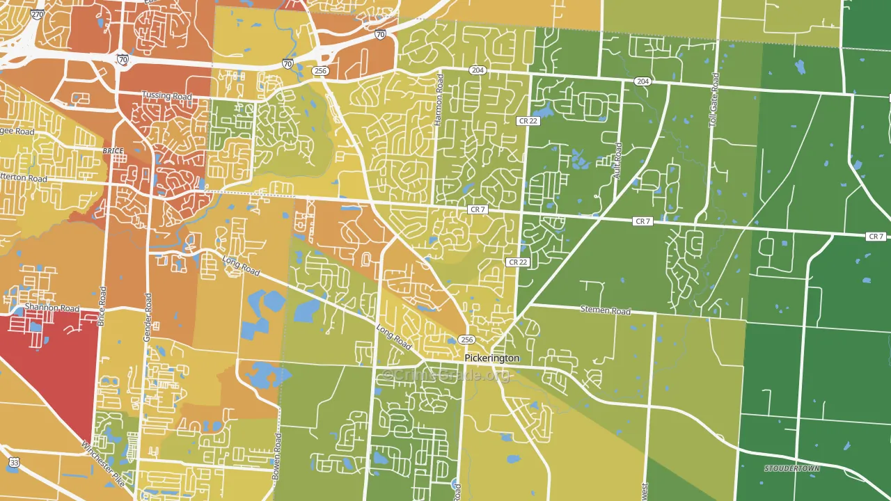 Pickerington, OH Map of Drug-Related Crime Rates