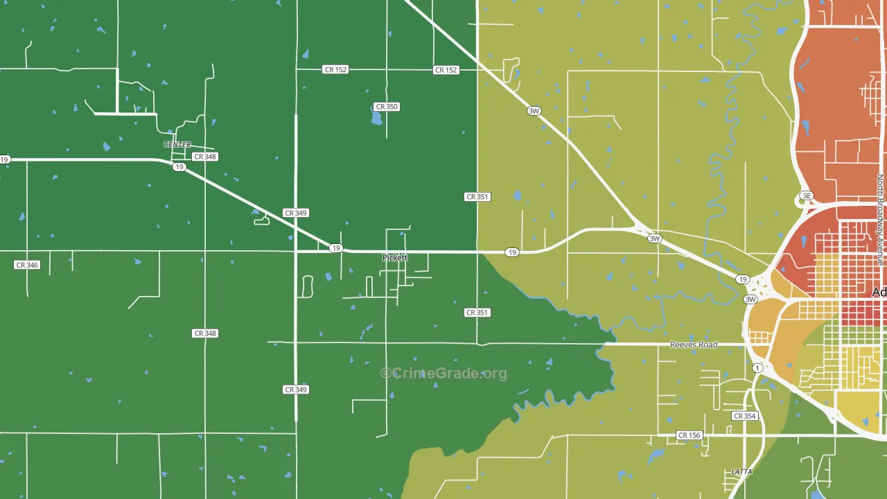 Pickett, OK Map of Drug-Related Crime Rates