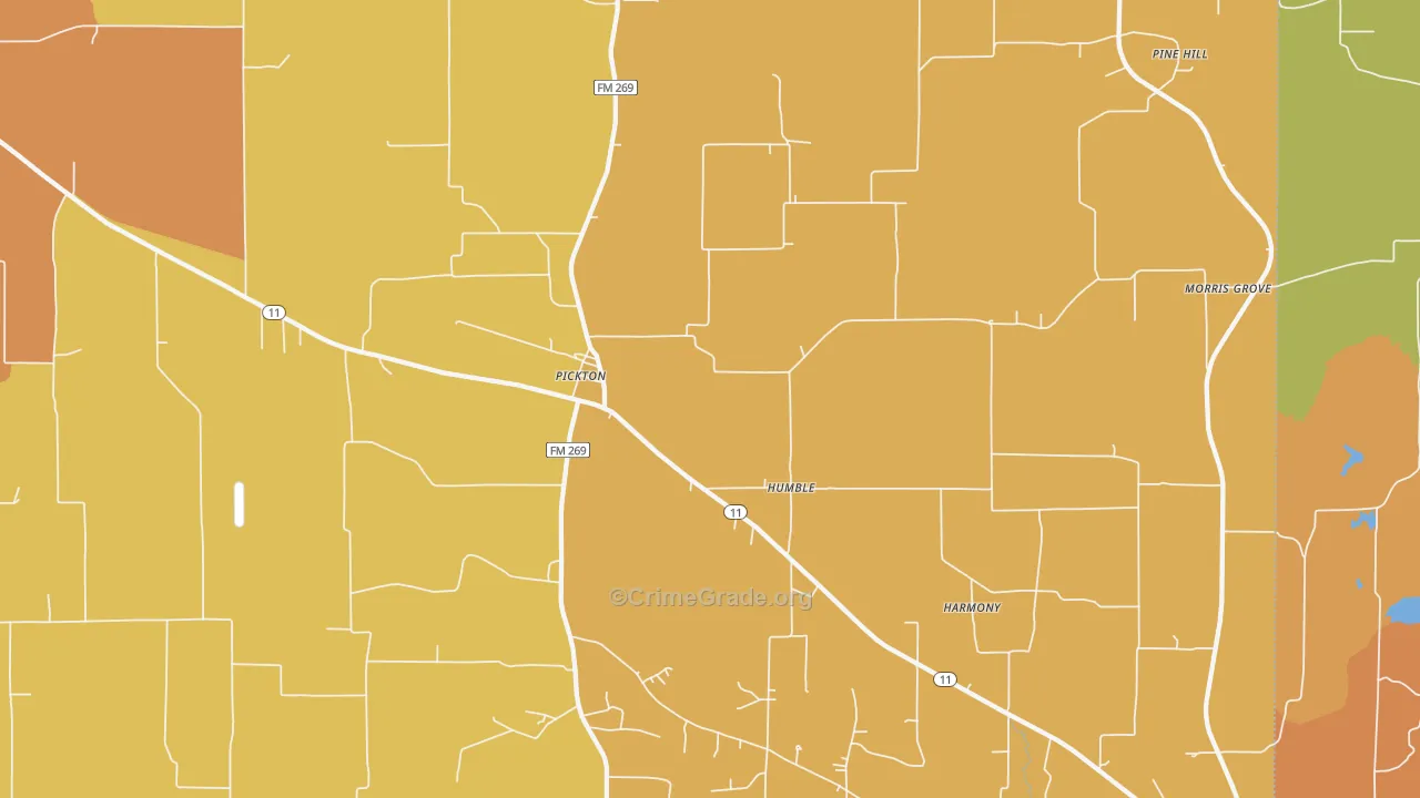 Pickton, TX Map of Drug-Related Crime Rates