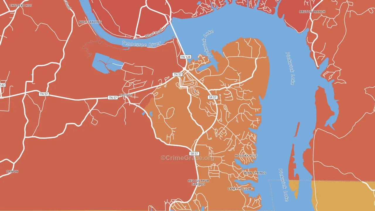 Pickwick Dam, TN Map of Drug-Related Crime Rates